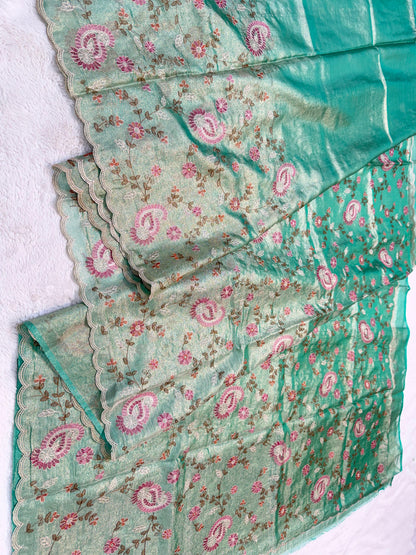 Tissue Designer Embroidery Premium Banarasi Saree