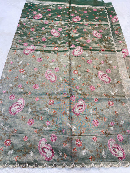 Tissue Designer Embroidery Premium Banarasi Saree