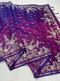 Magenta Tissue Designer Embroidery Premium Banarasi Saree