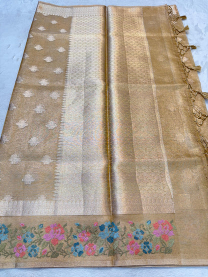 Gold Tissue Kota Designer Embroidery Premium Banarasi Saree