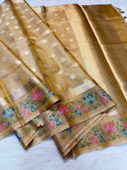 Gold Tissue Kota Designer Embroidery Premium Banarasi Saree