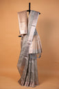 Light Slate Blue Tissue Kota Designer Embroidery Premium Banarasi Saree