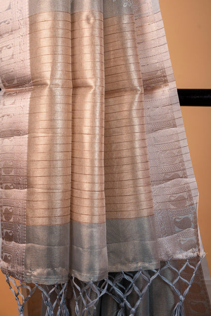 Light Slate Blue Tissue Kota Designer Embroidery Premium Banarasi Saree