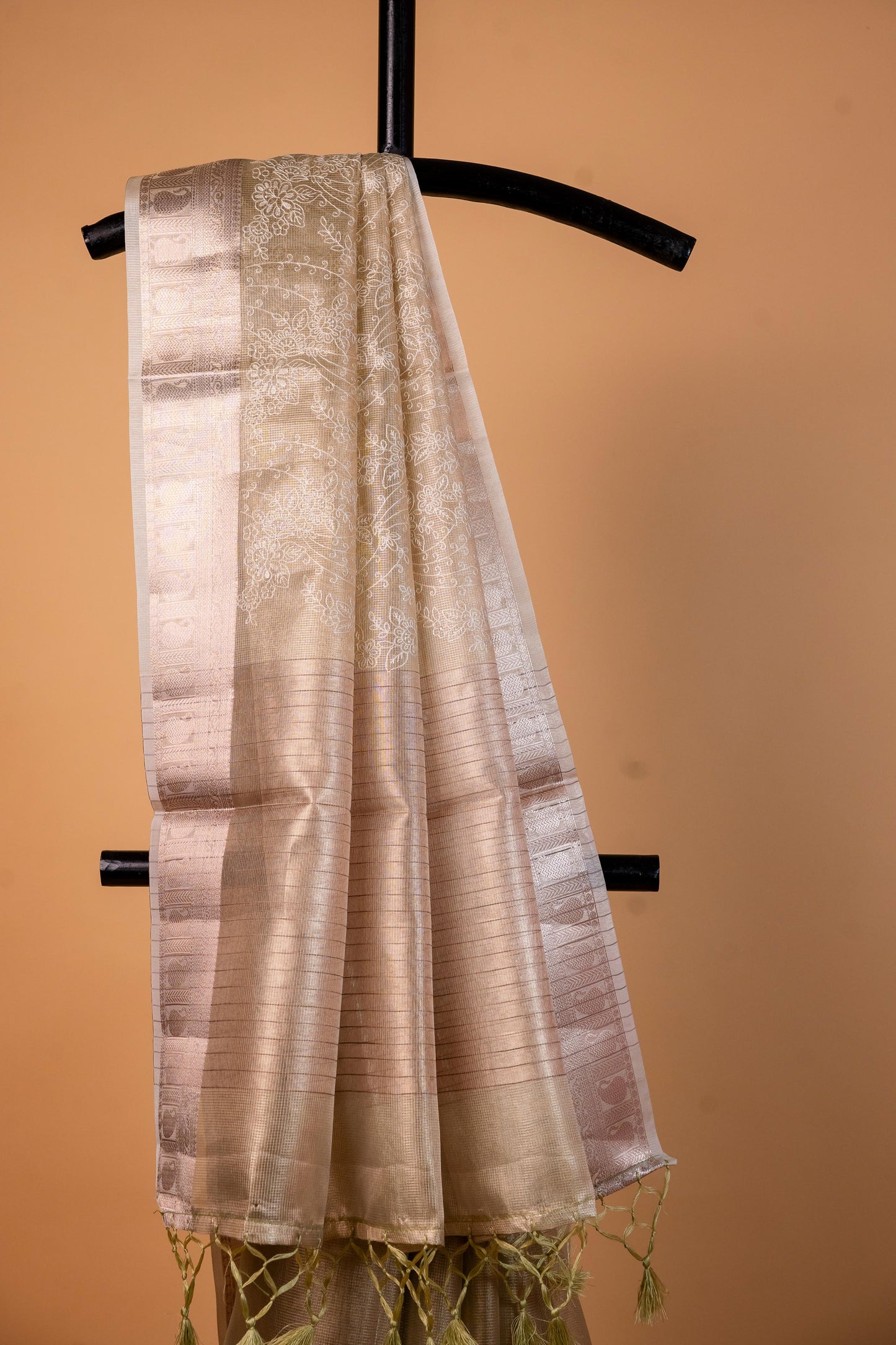 Pista Green Tissue Kota Designer Embroidery Premium Banarasi Saree