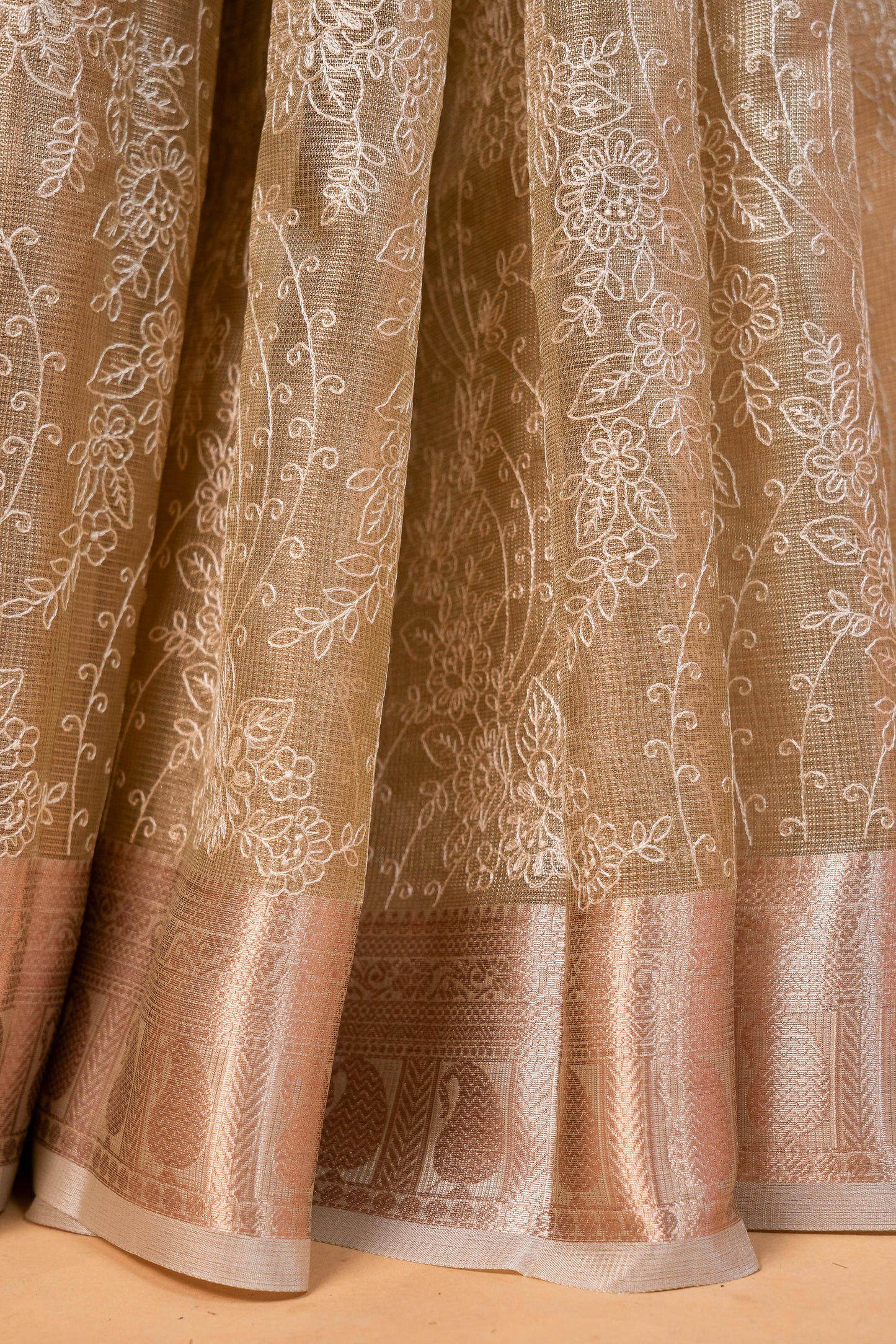 Pista Green Tissue Kota Designer Embroidery Premium Banarasi Saree