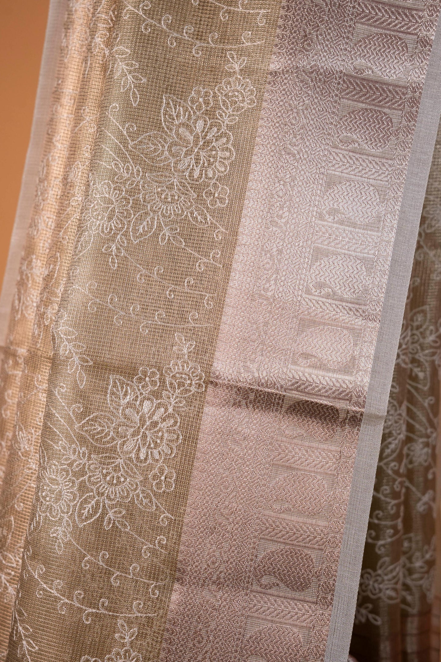 Pista Green Tissue Kota Designer Embroidery Premium Banarasi Saree