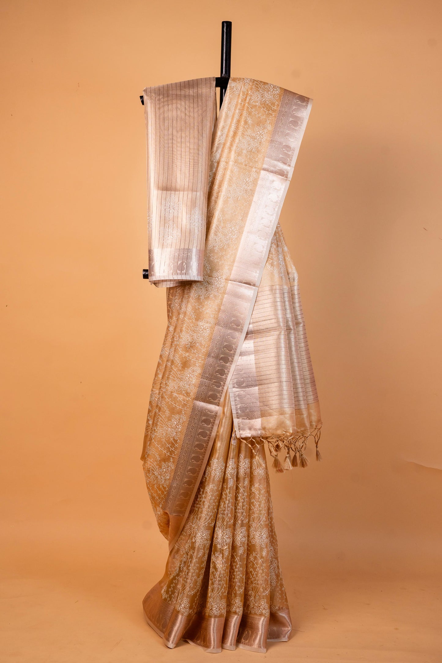 Gold Tissue Kota Designer Embroidery Premium Banarasi Saree