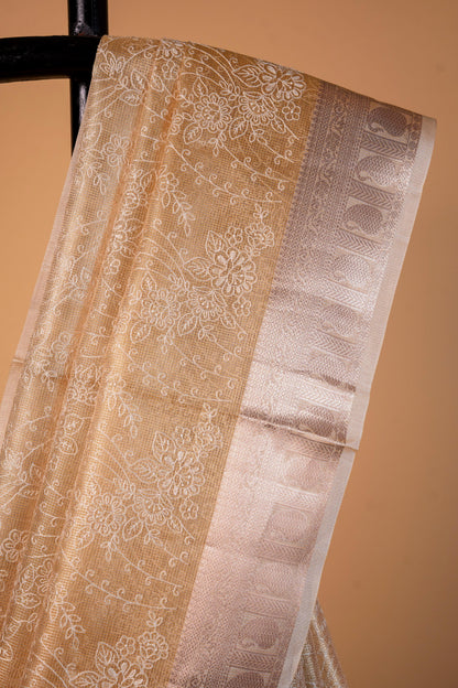 Gold Tissue Kota Designer Embroidery Premium Banarasi Saree