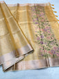 Gold Tissue Kota Embroidery Handwork Banarasi Saree