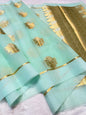 Ocean Green Kora Organza Banarasi Saree