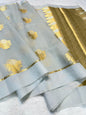 Gray Kora Organza Banarasi Saree