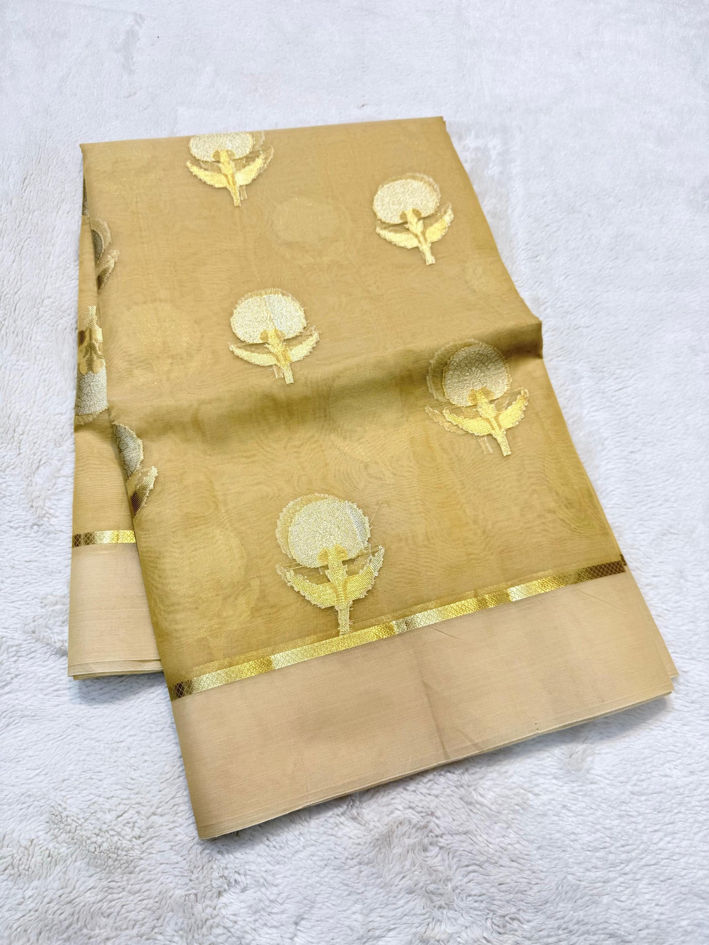 Gold Kora Organza Banarasi Saree