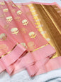 Peach Kora Organza Banarasi Saree