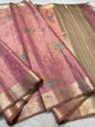 Pink Tissue Designer Embroidery Premium Banarasi Saree