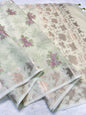 Pista Green Cotton Kota Designer Embroidery Premium Banarasi Saree