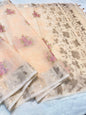 Peach Cotton Kota Designer Embroidery Premium Banarasi Saree