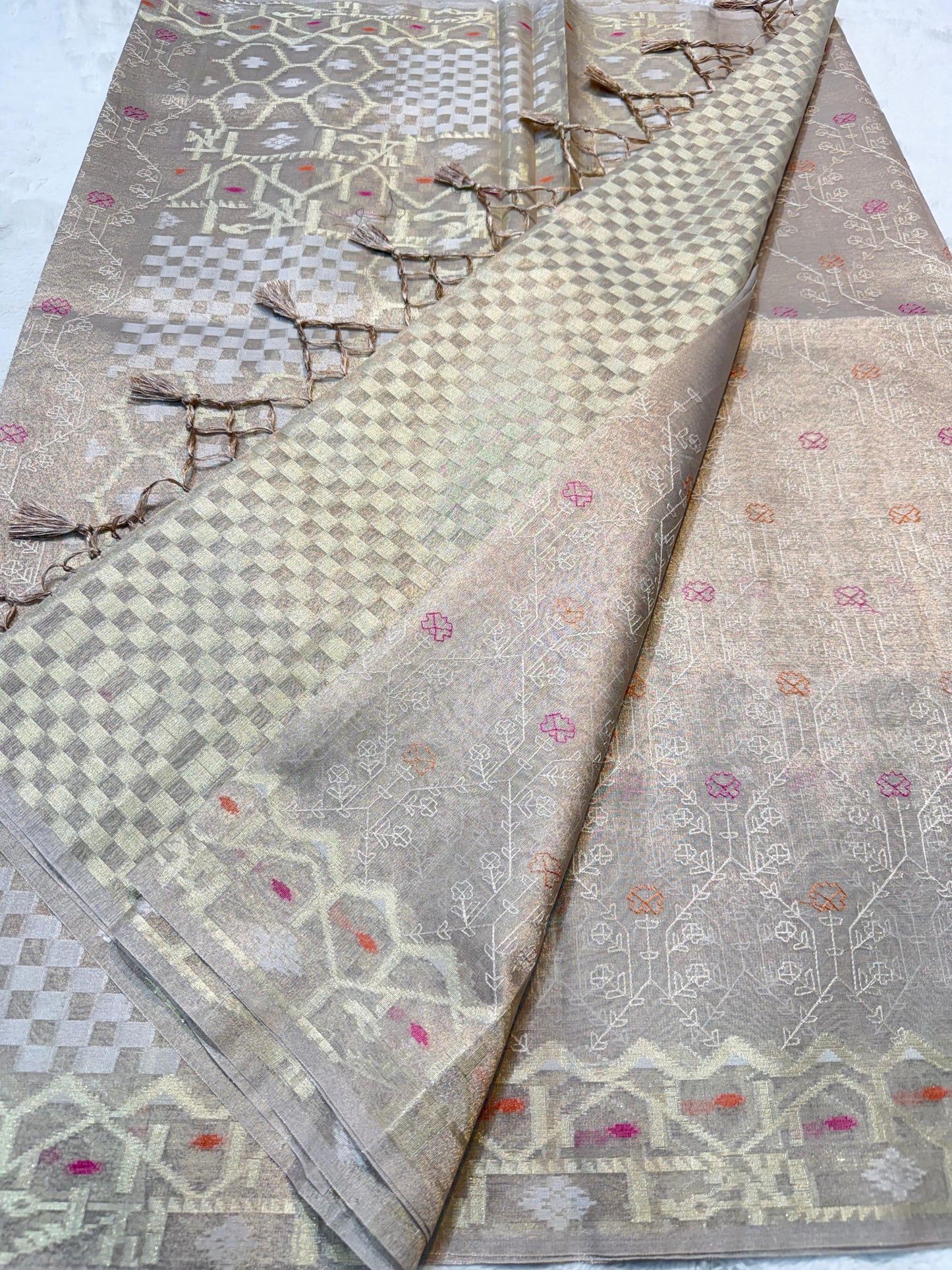 Tissue Designer Embroidery Premium Banarasi Saree