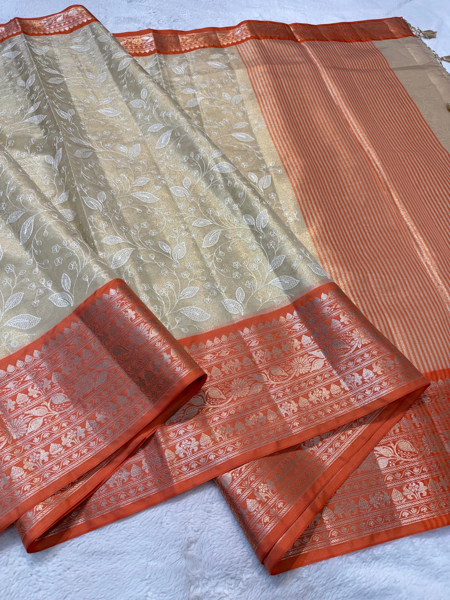 Tissue Designer Embroidery Premium Banarasi Saree