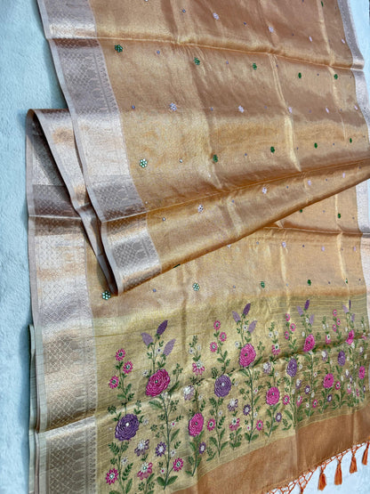Tissue Kota Embroidery Handwork Banarasi Saree