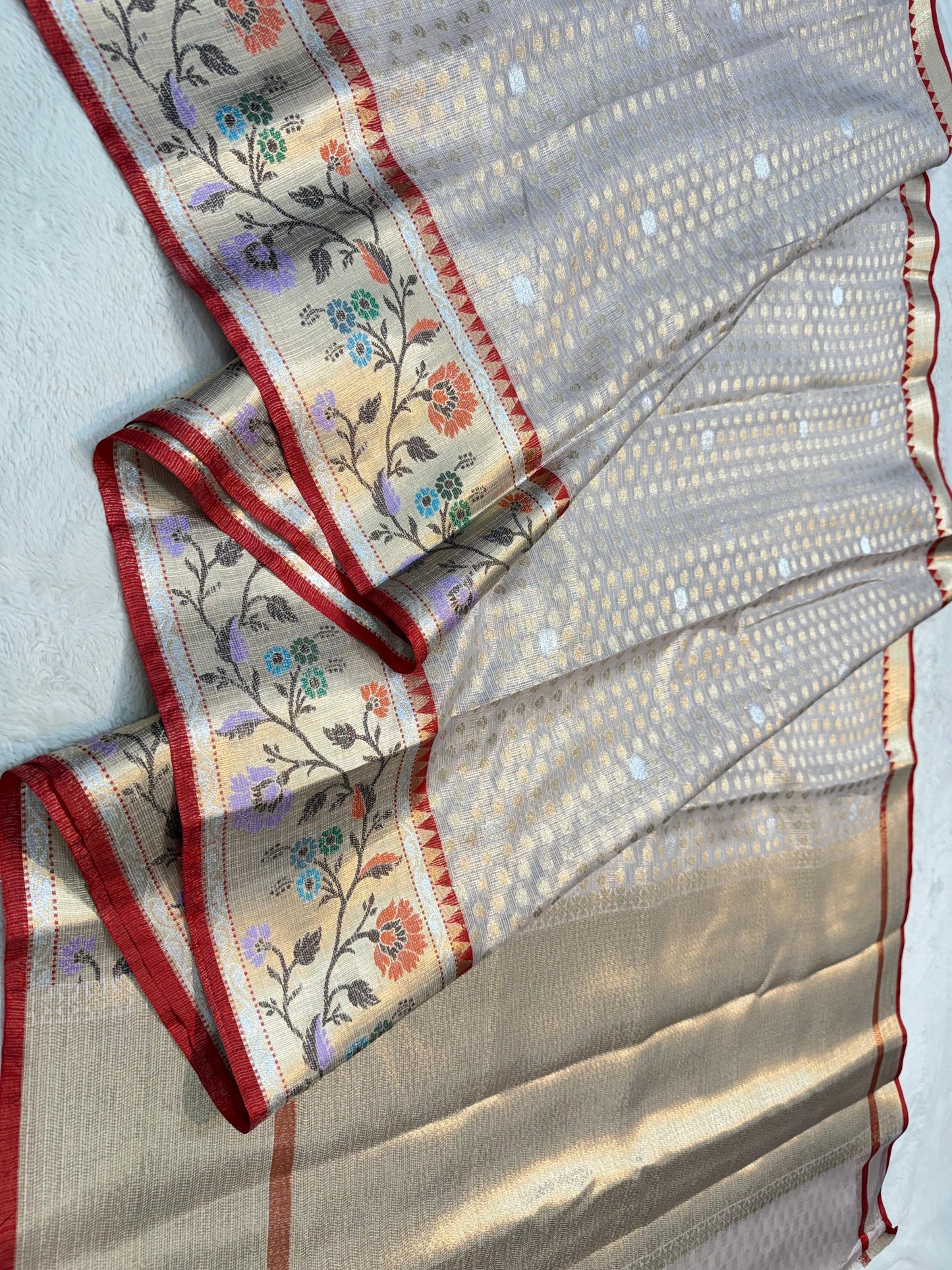 Lovender Tissue Kota Paithani Border Premium Banarasi Saree