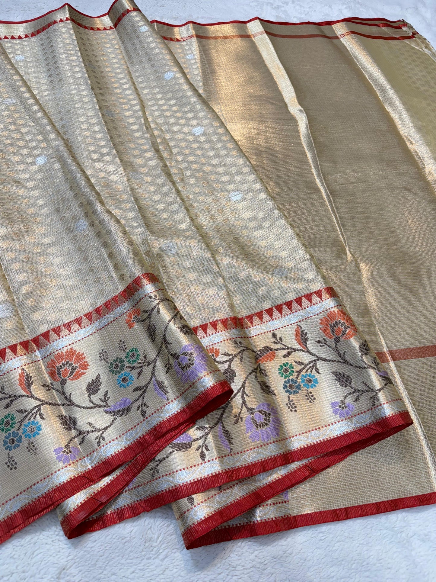 Gold Tissue Kota Paithani Border Premium Banarasi Saree