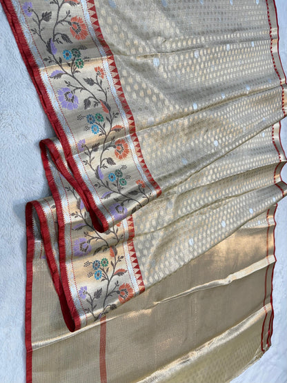 Gold Tissue Kota Paithani Border Premium Banarasi Saree