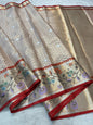 Peach Tissue Kota Paithani Border Premium Banarasi Saree