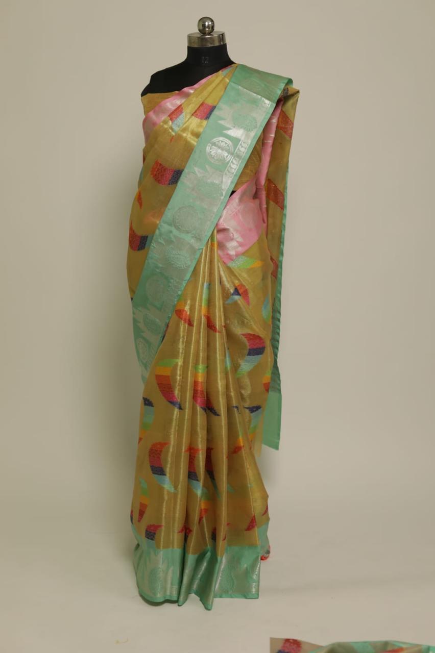 Tissue Multicolor Banarasi Saree