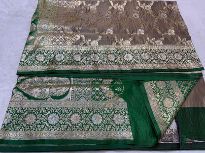 Nude Pink Satan Katan Handwork Premium Banarasi Silk Saree