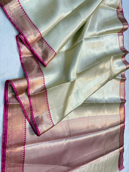 Pista Green Kanchi Silk Banarasi Saree