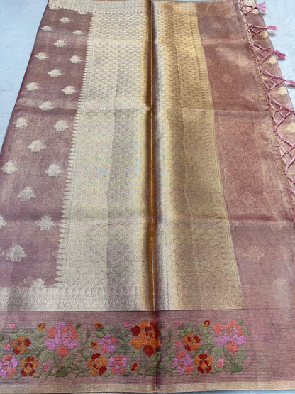 Pink Tissue Kota Designer Embroidery Premium Banarasi Saree
