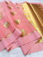 Peach Kora Organza Banarasi Saree