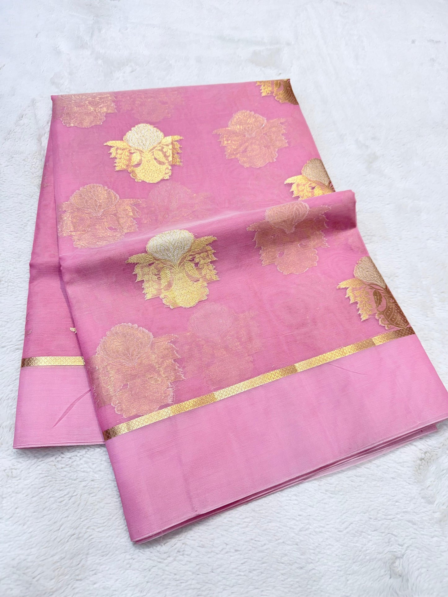 Pink Kora Organza Banarasi Saree