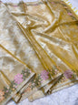 Gold Tissue Embroidery Handwork Premium Banarasi Saree