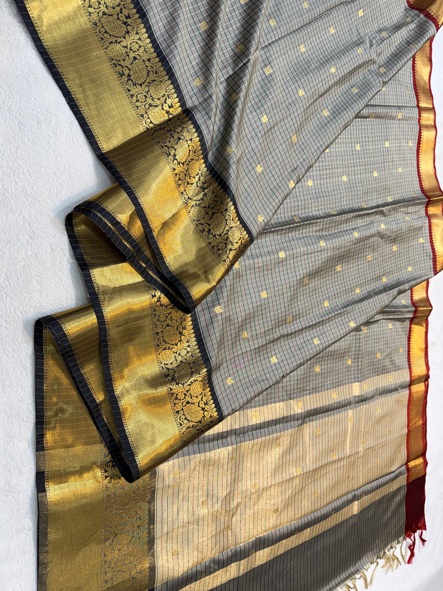 Gray Soft Silk Banarasi Saree