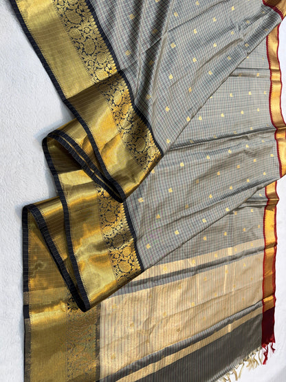 Gray Soft Silk Banarasi Saree