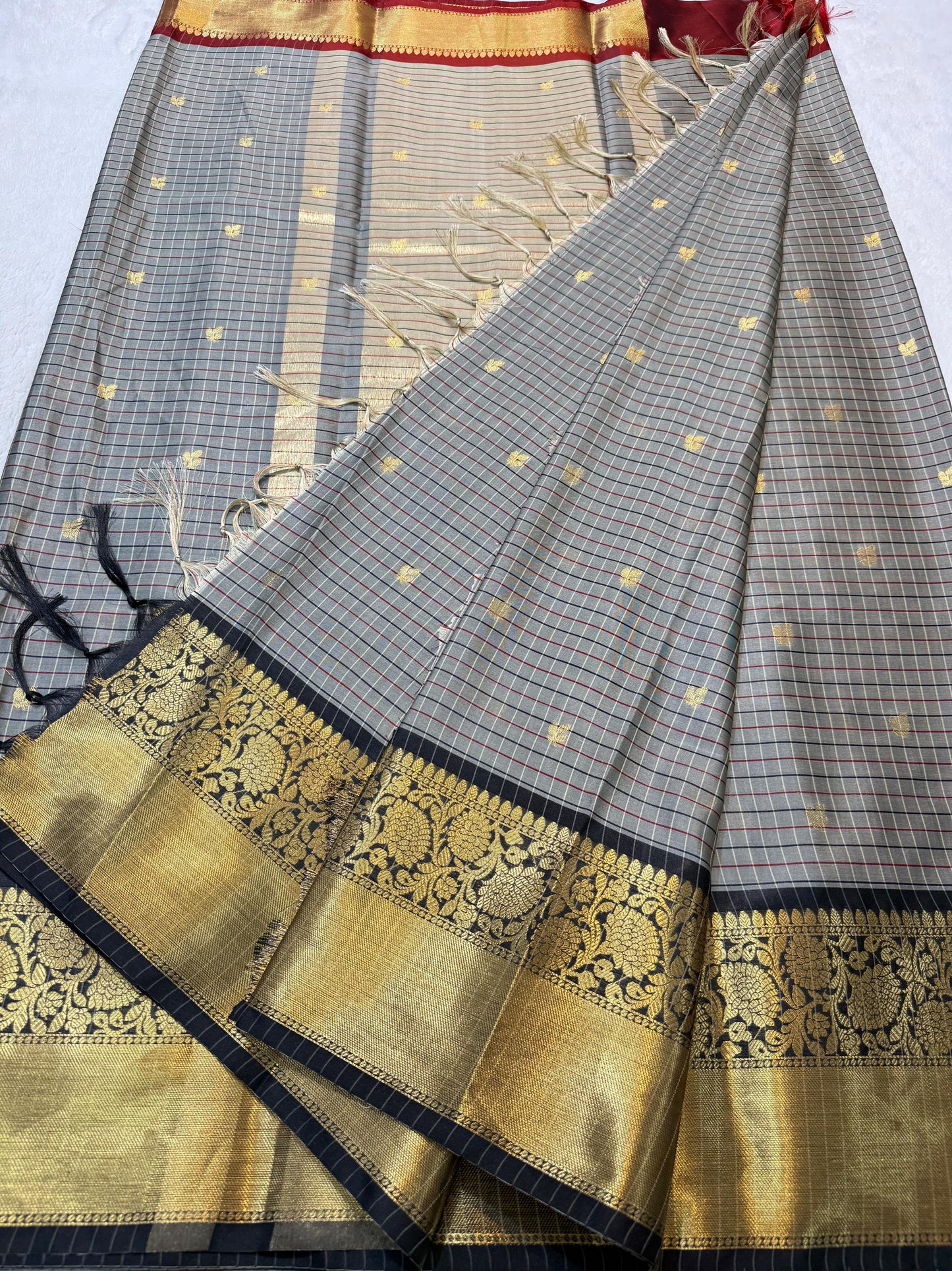 Gray Soft Silk Banarasi Saree