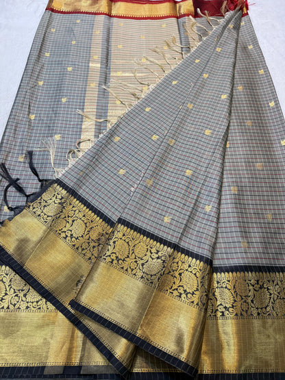 Gray Soft Silk Banarasi Saree