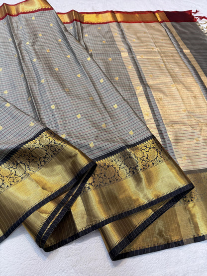 Gray Soft Silk Banarasi Saree