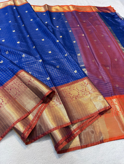 Royal Blue Soft Silk Banarasi Saree