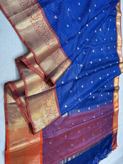 Royal Blue Soft Silk Banarasi Saree