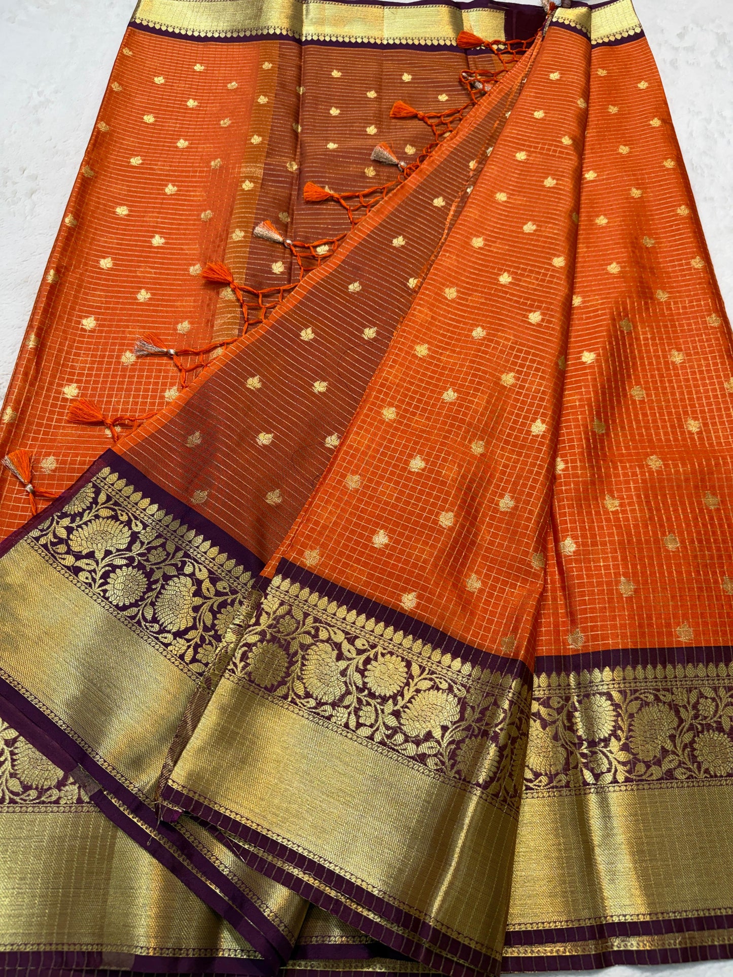 Orange Soft Silk Banarasi Saree