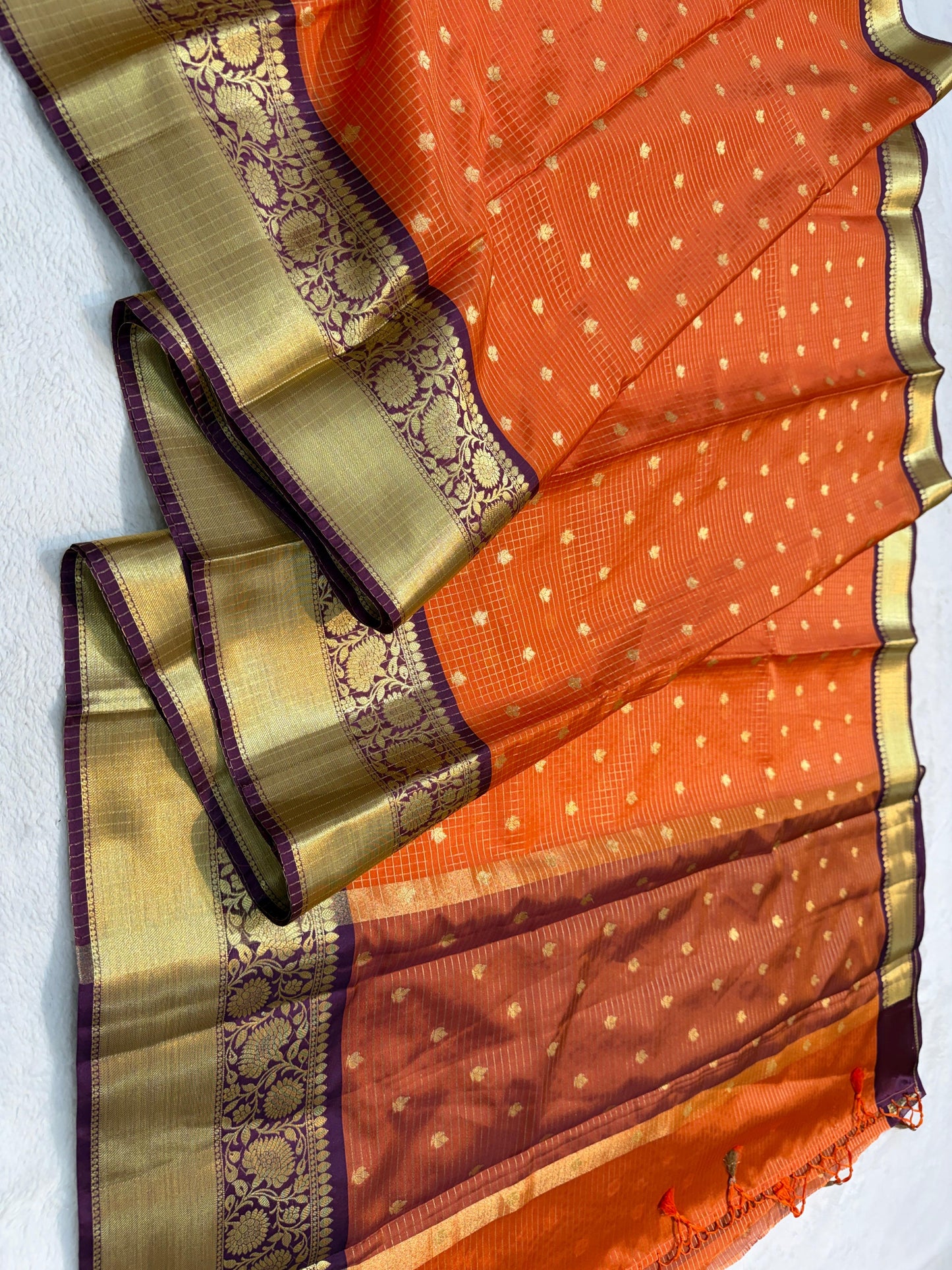 Orange Soft Silk Banarasi Saree