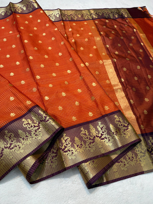 Orange Soft Silk Banarasi Saree