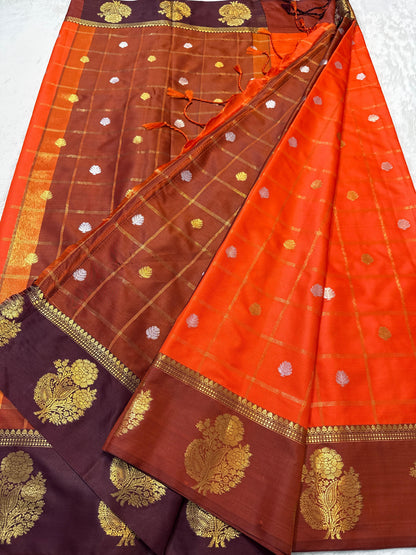 Chiku Soft Silk Banarasi Saree