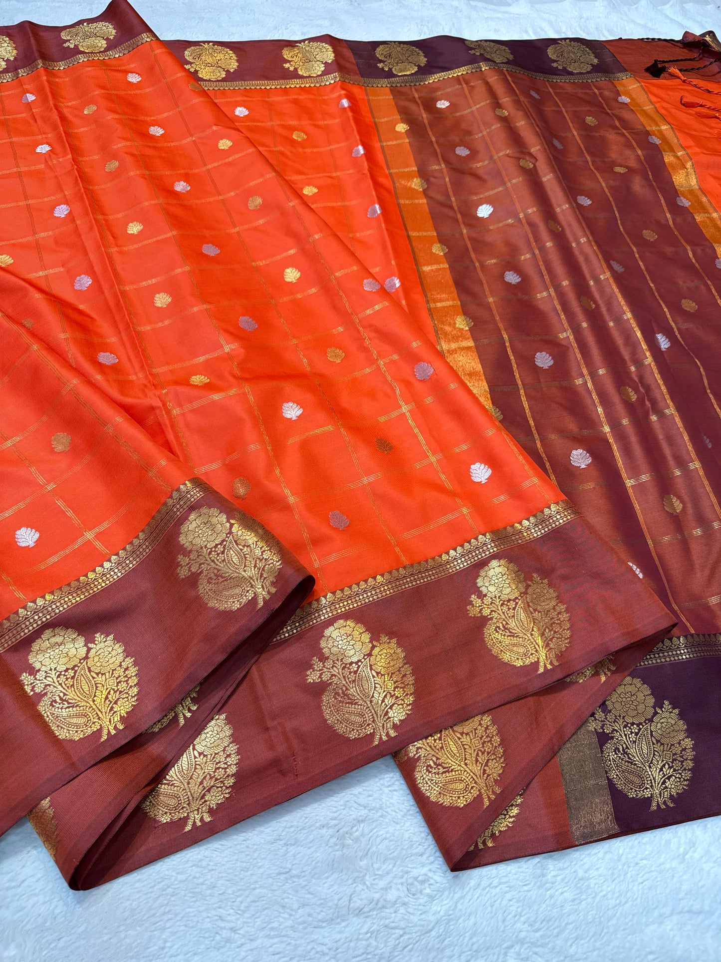 Orange Soft Silk Banarasi Saree