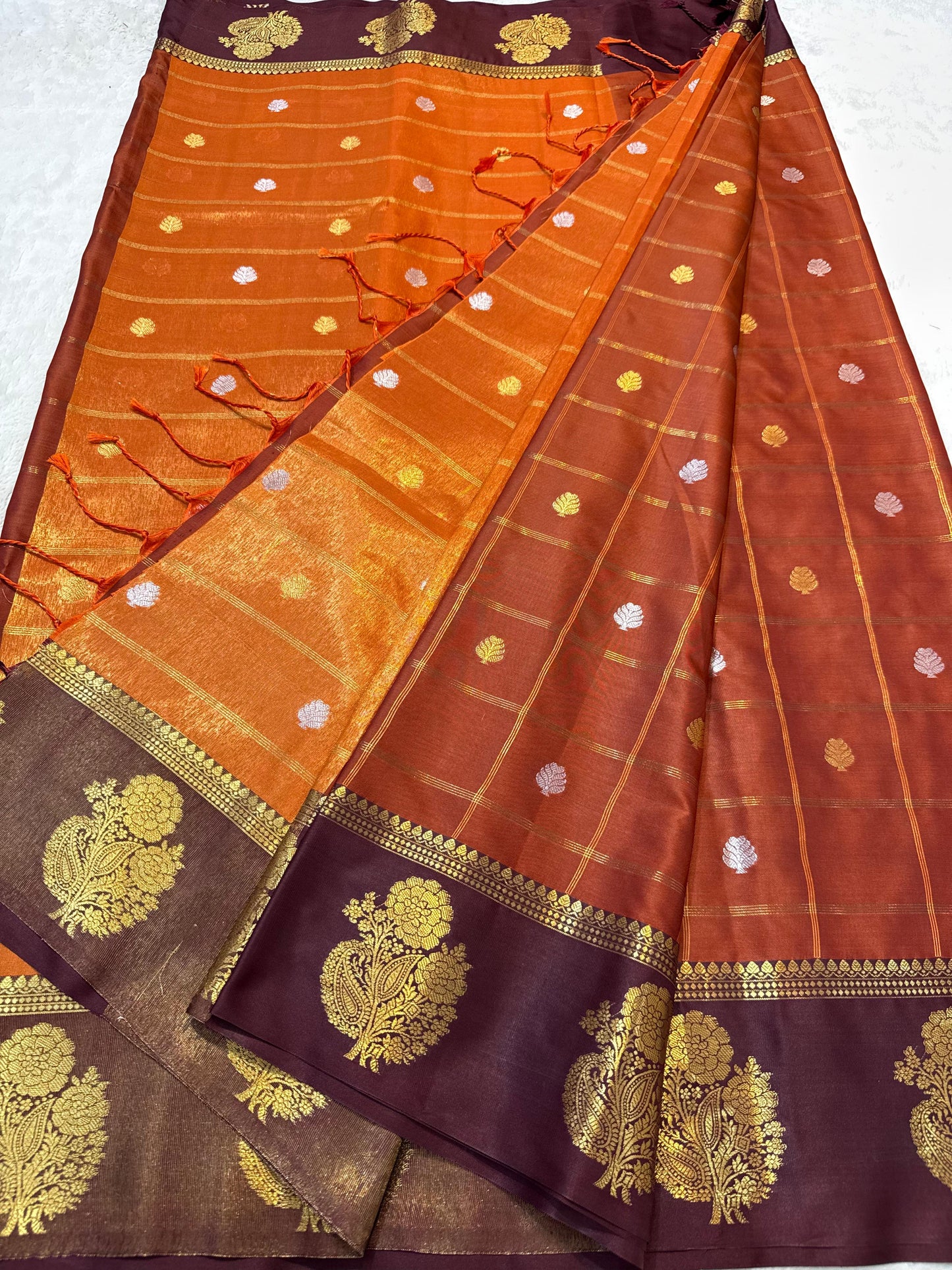 Orange Soft Silk Banarasi Saree