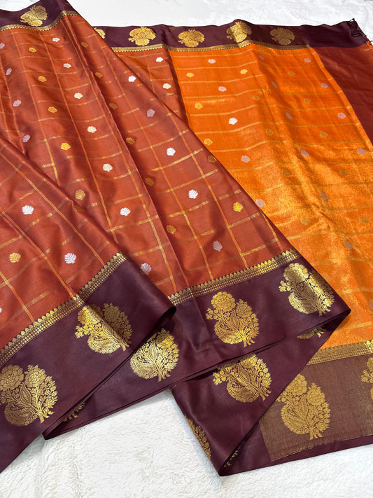 Chiku Soft Silk Banarasi Saree