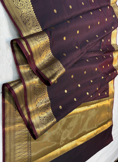 Wine Soft Silk Banarasi Saree