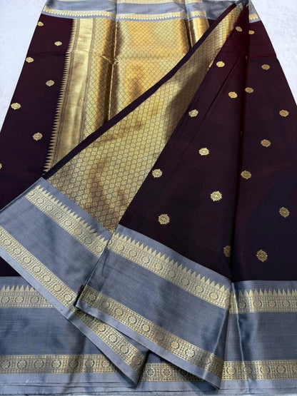 Wine Soft Silk Banarasi Saree